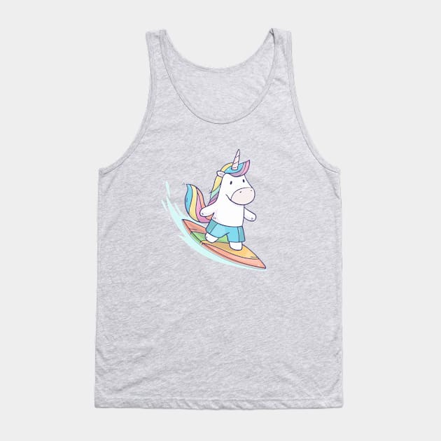 Unicorn Surfer Tank Top by Olya Yatsenko